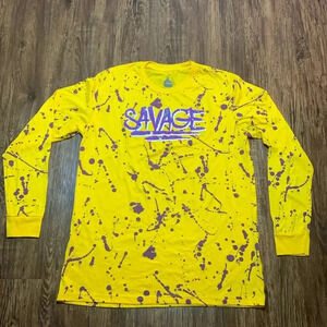 Launder SALVAGE Graphic T-Shirt Long Sleeve Paint Spatter Graphic Size Large New